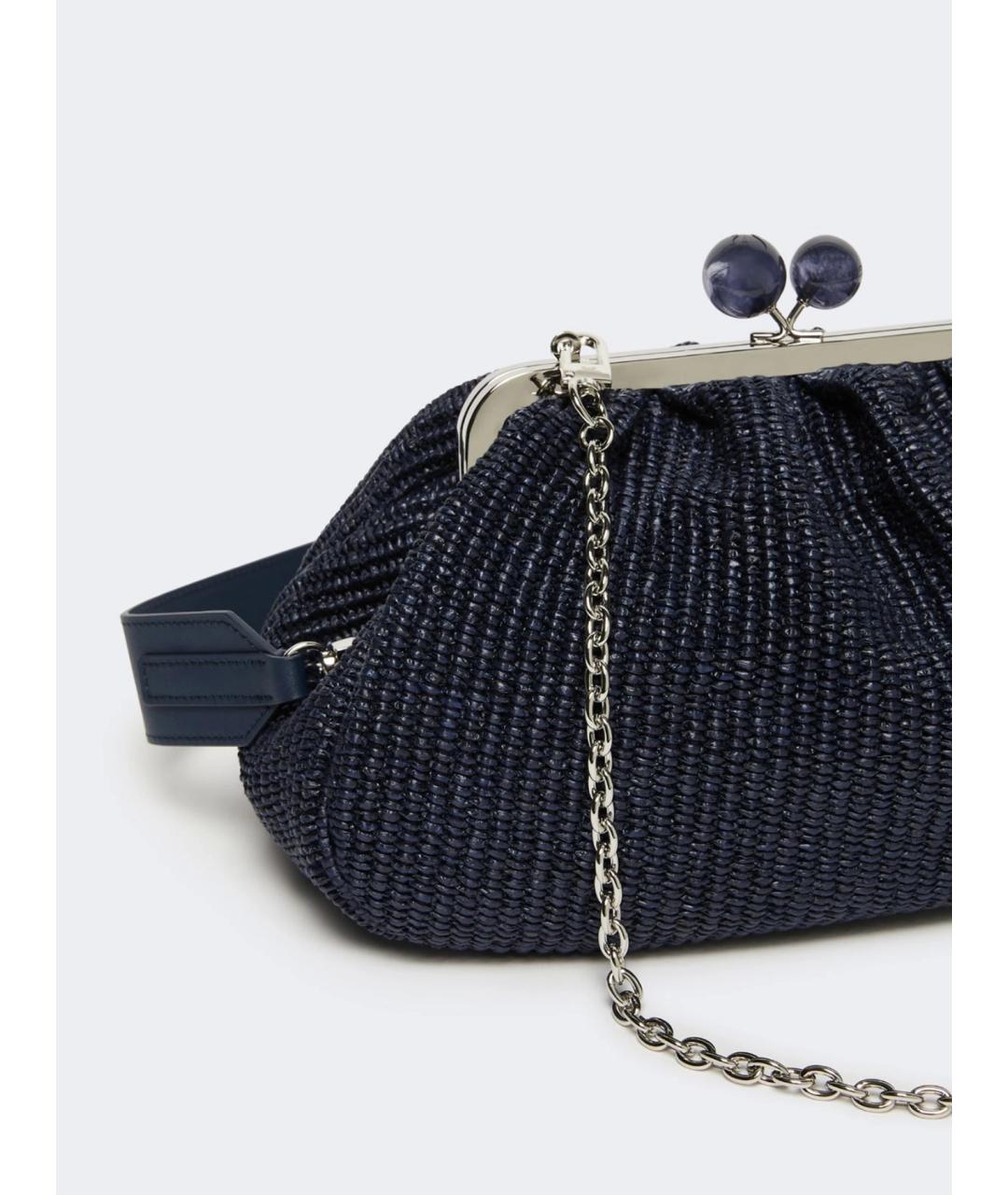 WEEKEND MAX MARA Темно-синяя хлопковая сумка с короткими ручками, фото 2