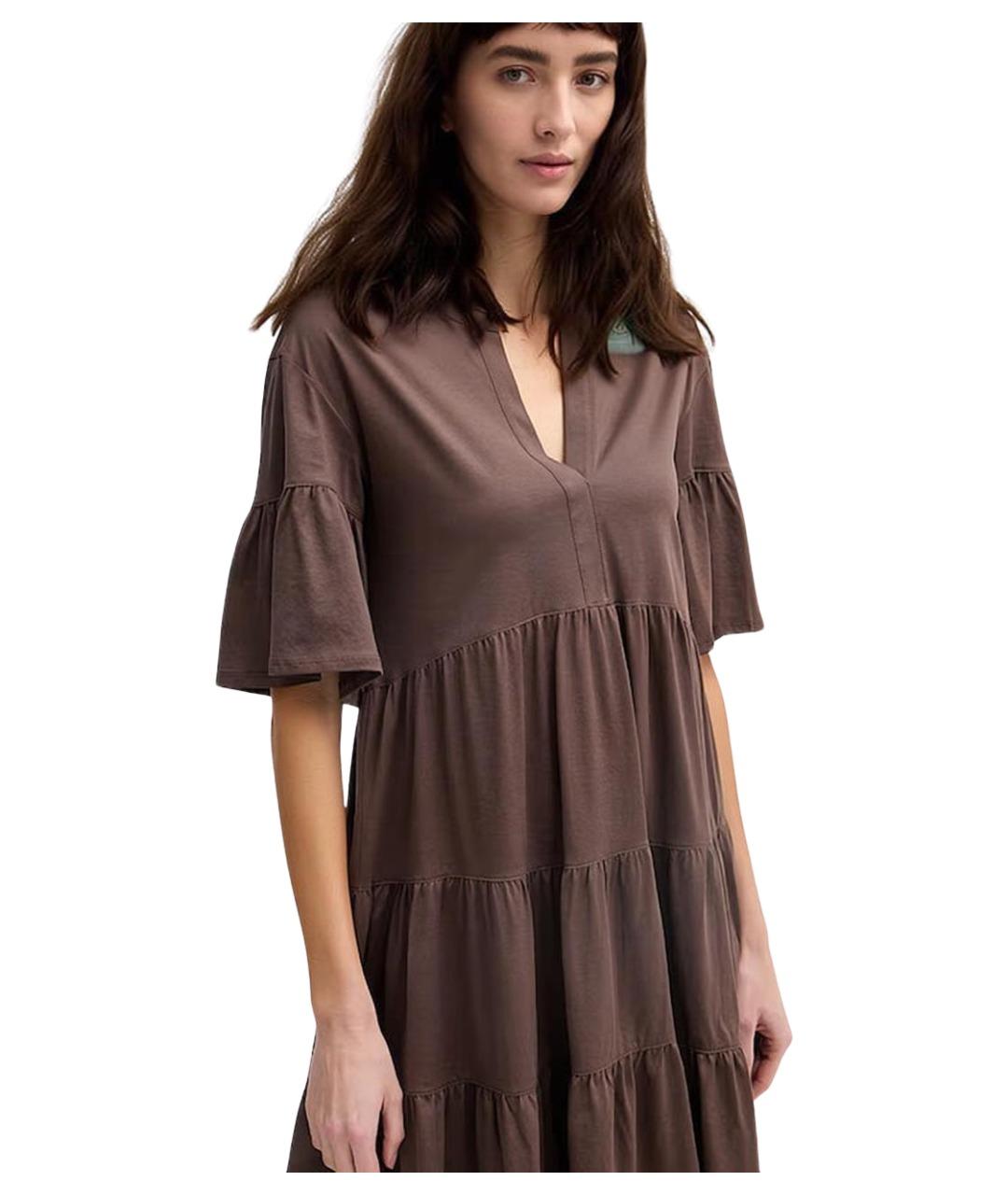 WEEKEND MAX MARA Коричневое хлопковое повседневное платье, фото 4