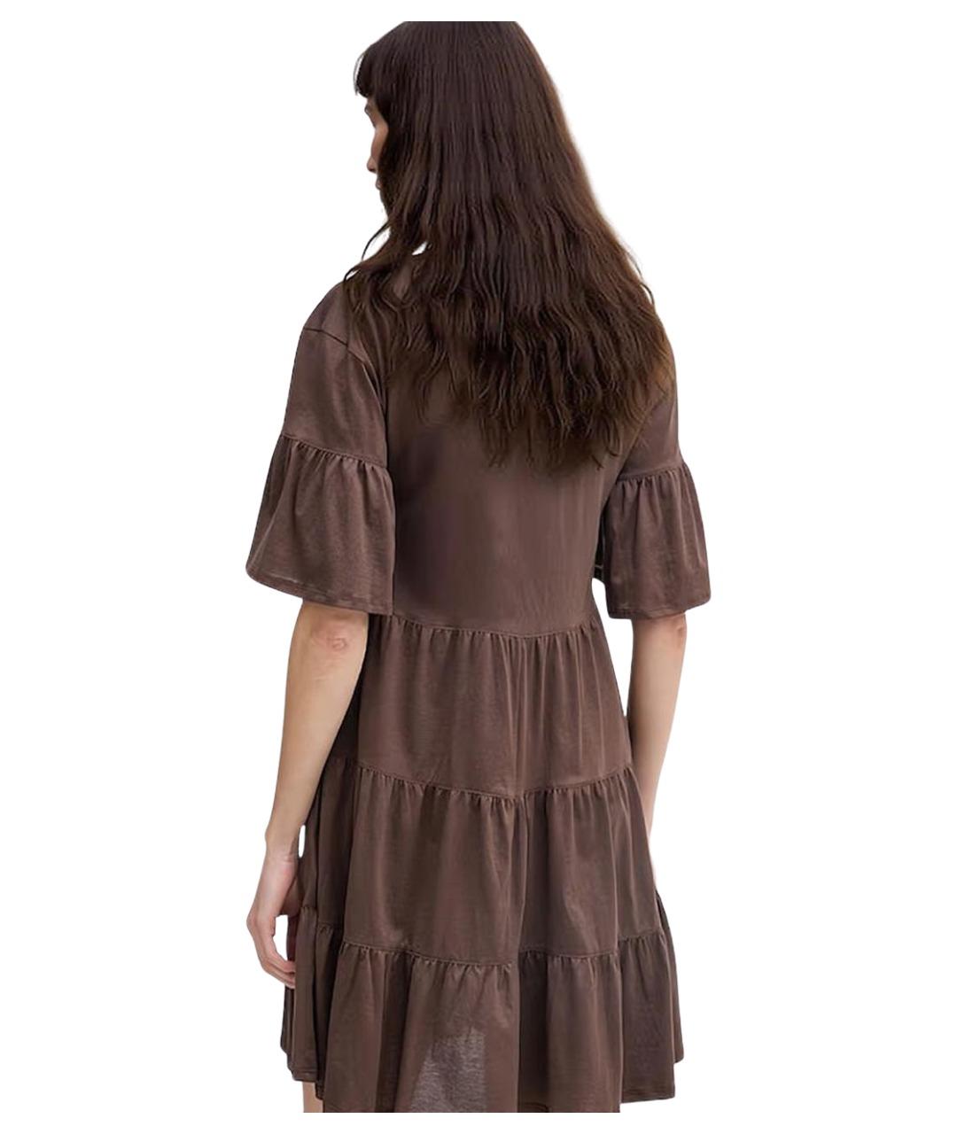 WEEKEND MAX MARA Коричневое хлопковое повседневное платье, фото 3