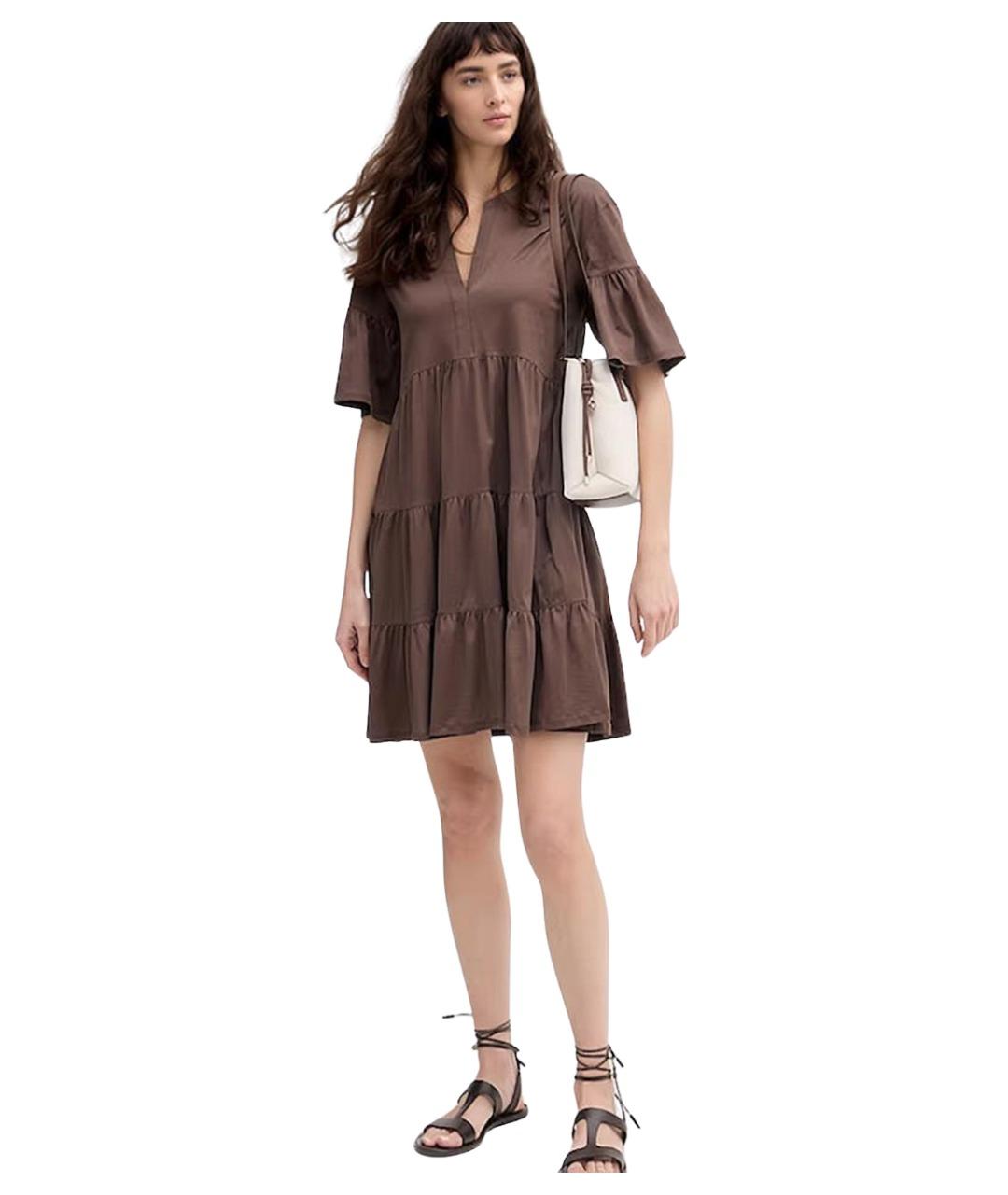 WEEKEND MAX MARA Коричневое хлопковое повседневное платье, фото 2