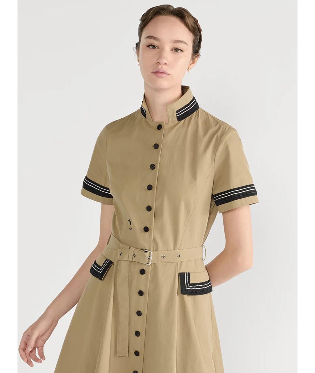 CHRISTIAN DIOR Бежевое хлопковое повседневное платье, фото 3