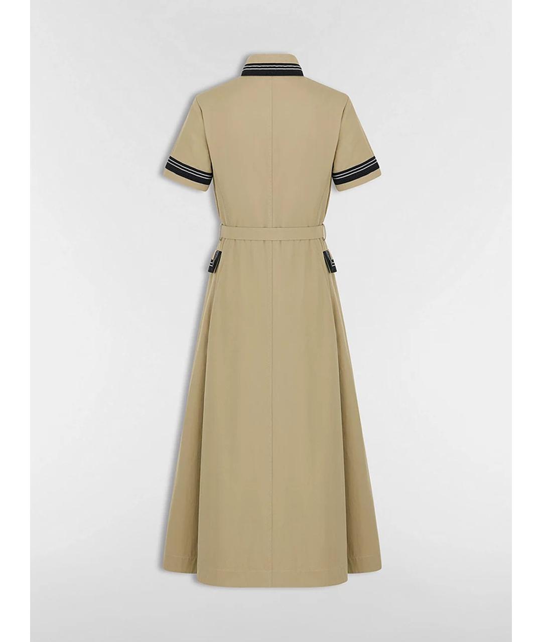 CHRISTIAN DIOR Бежевое хлопковое повседневное платье, фото 4