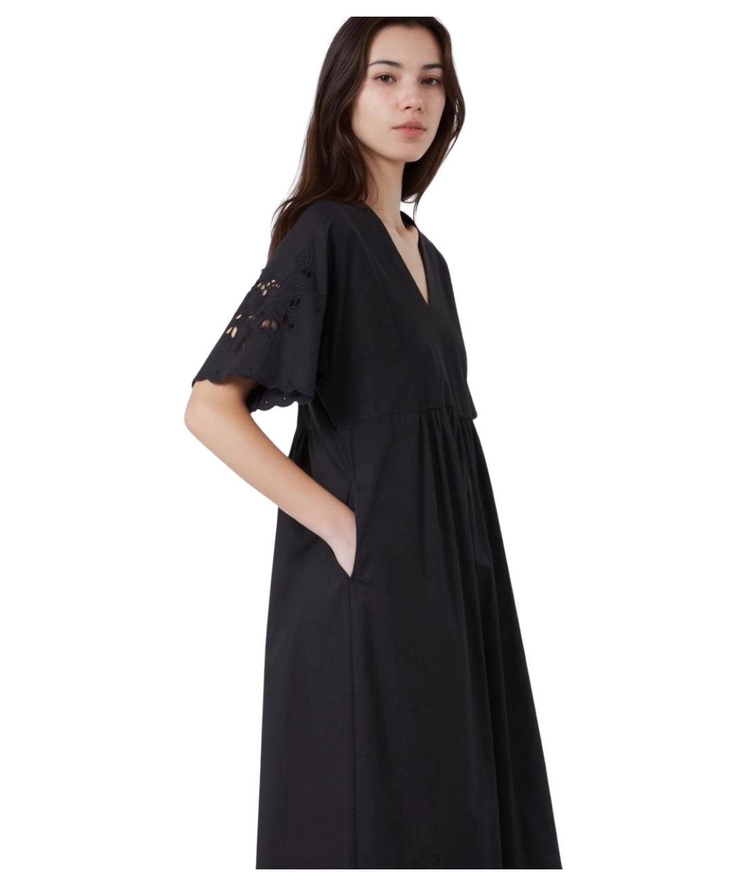 WEEKEND MAX MARA Черное хлопковое повседневное платье, фото 4