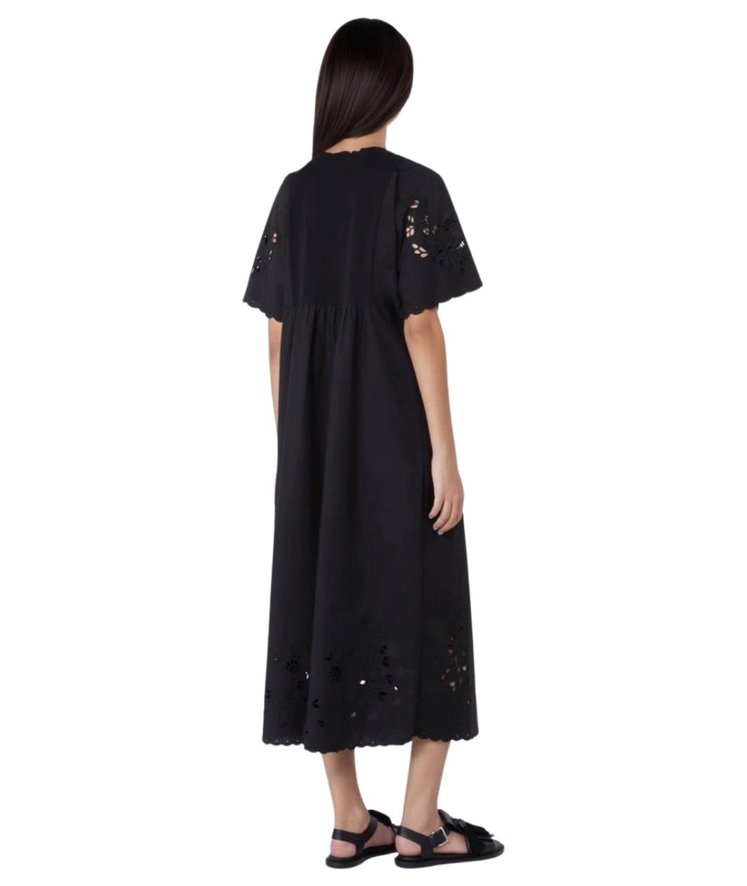WEEKEND MAX MARA Черное хлопковое повседневное платье, фото 3