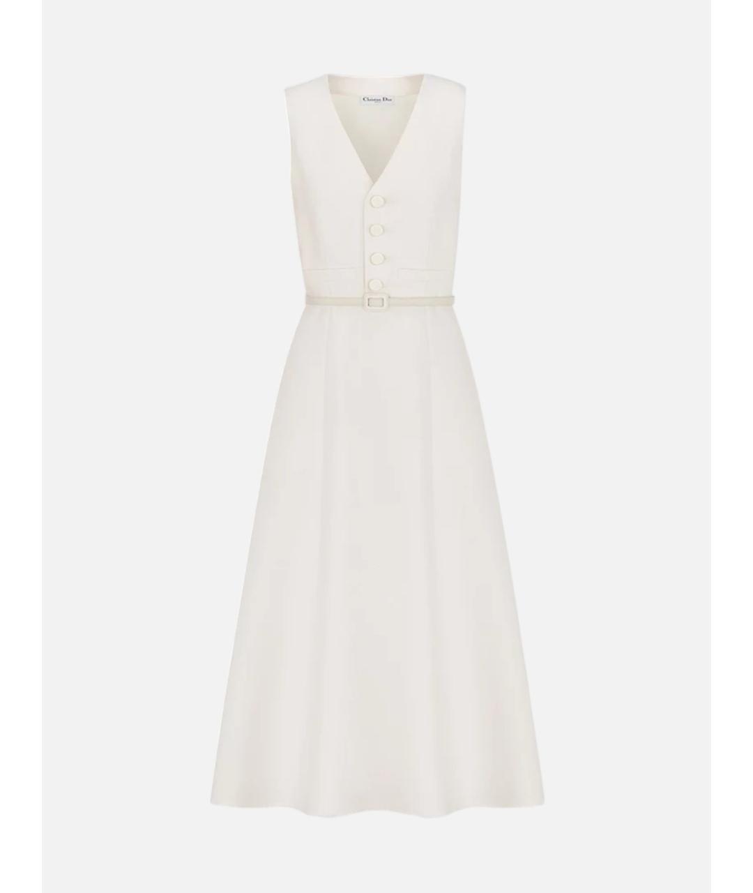 CHRISTIAN DIOR Белое шерстяное повседневное платье, фото 5
