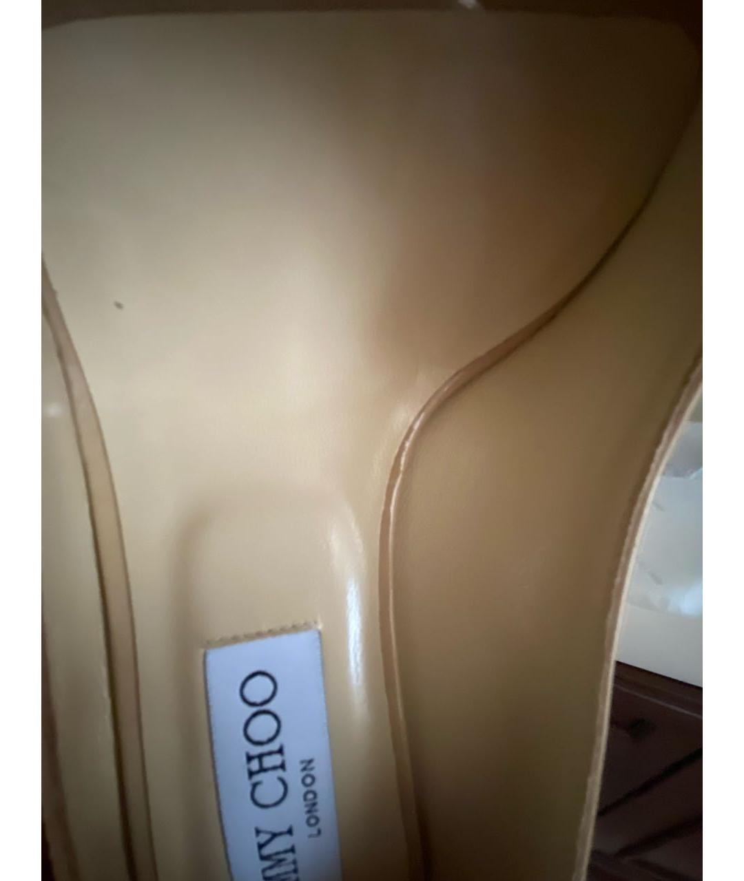 JIMMY CHOO Бежевые туфли из лакированной кожи, фото 6