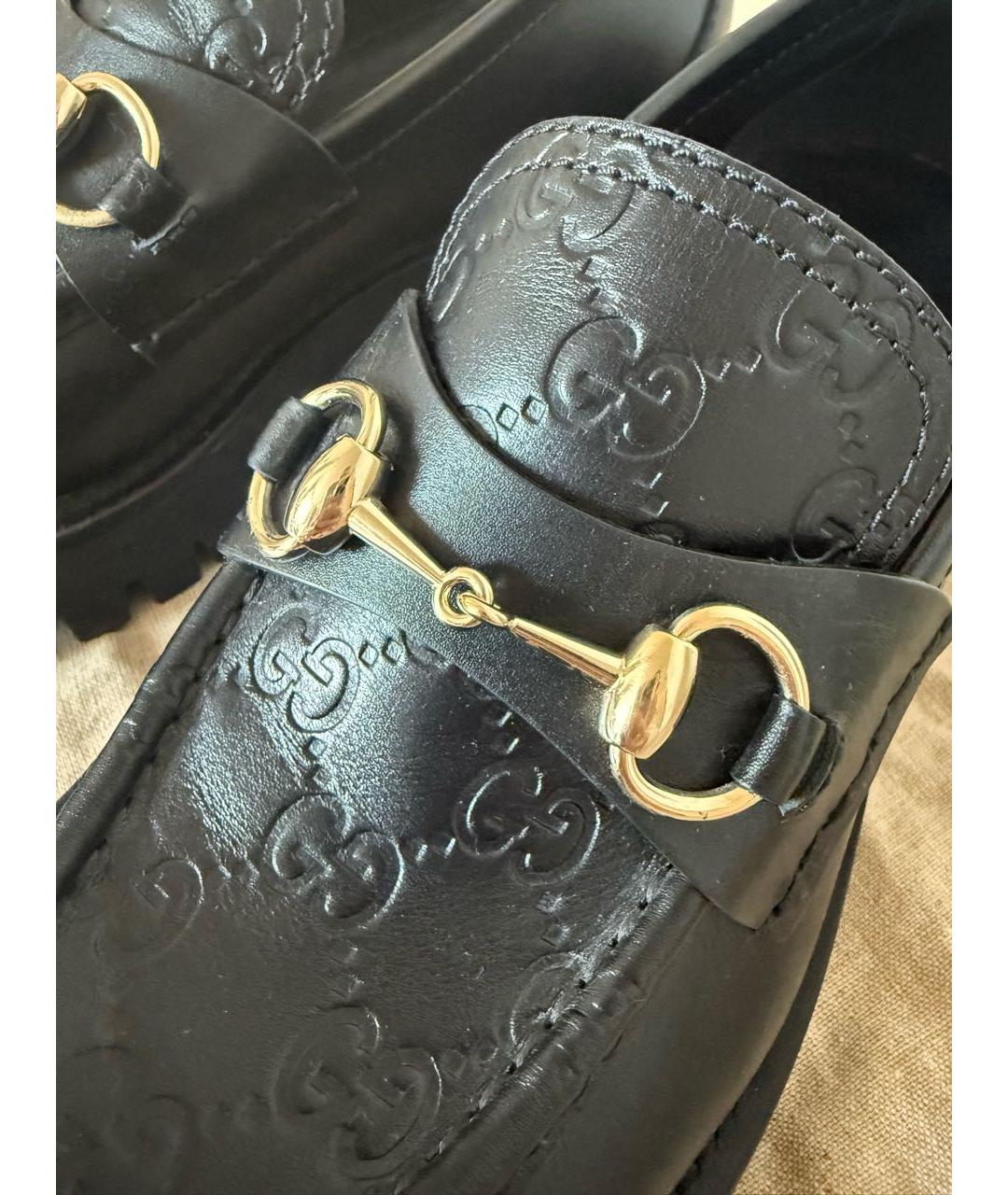 GUCCI Черные кожаные лоферы, фото 6