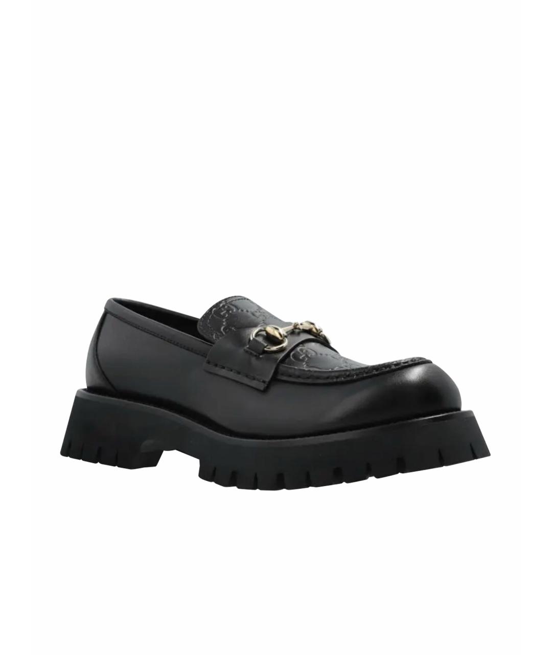 GUCCI Черные кожаные лоферы, фото 1