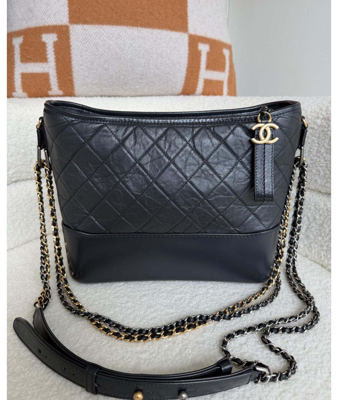 CHANEL Антрацитовая кожаная сумка через плечо, фото 10