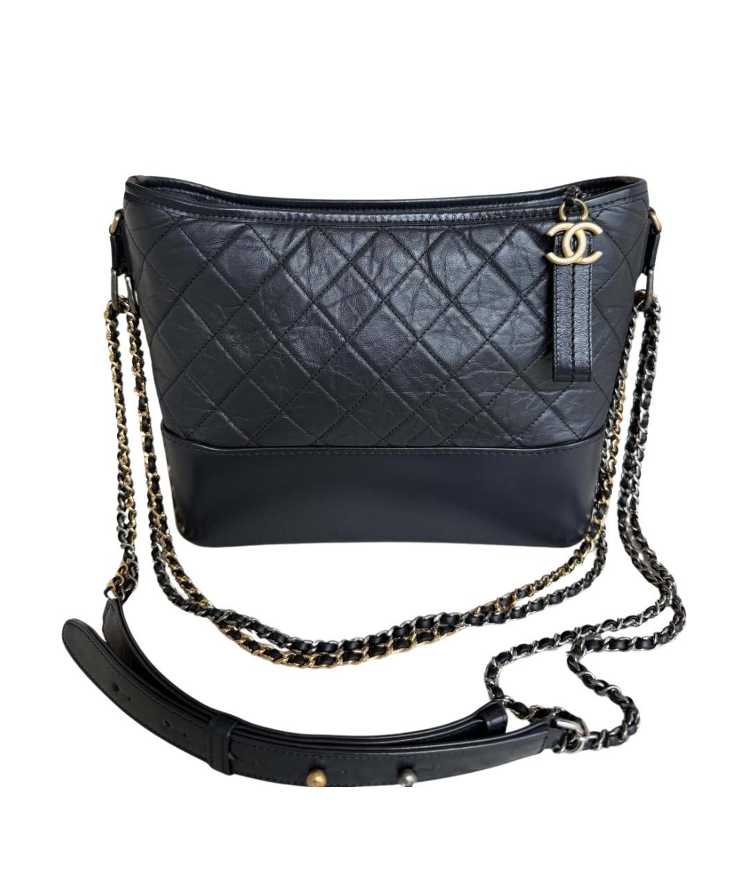 CHANEL Антрацитовая кожаная сумка через плечо, фото 1