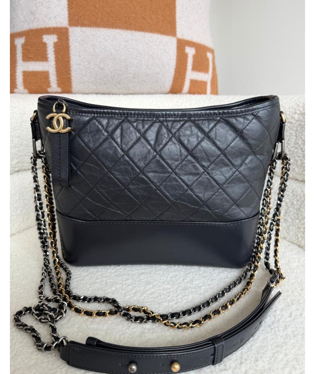 CHANEL Антрацитовая кожаная сумка через плечо, фото 2