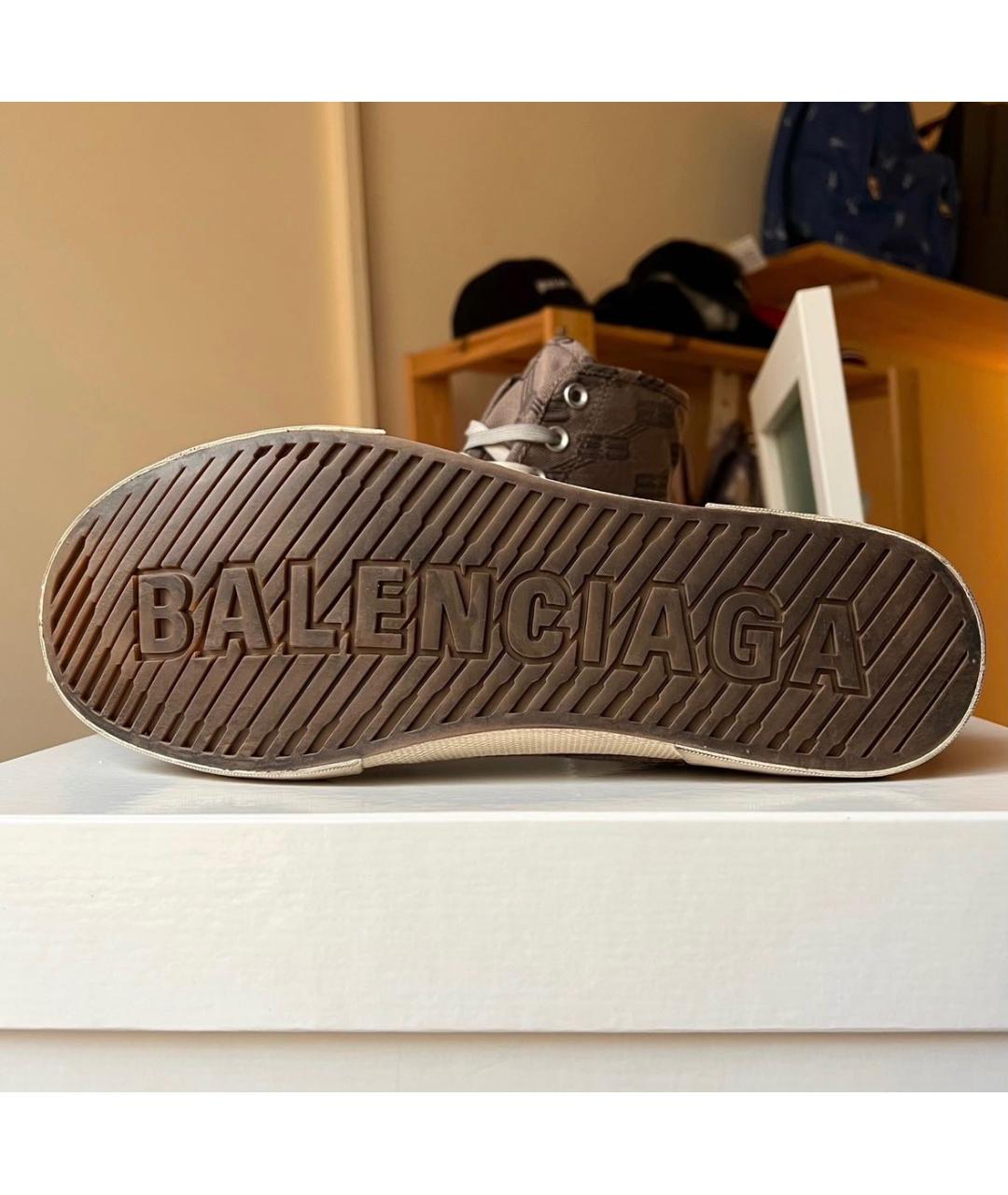 BALENCIAGA Коричневые текстильные кеды, фото 5