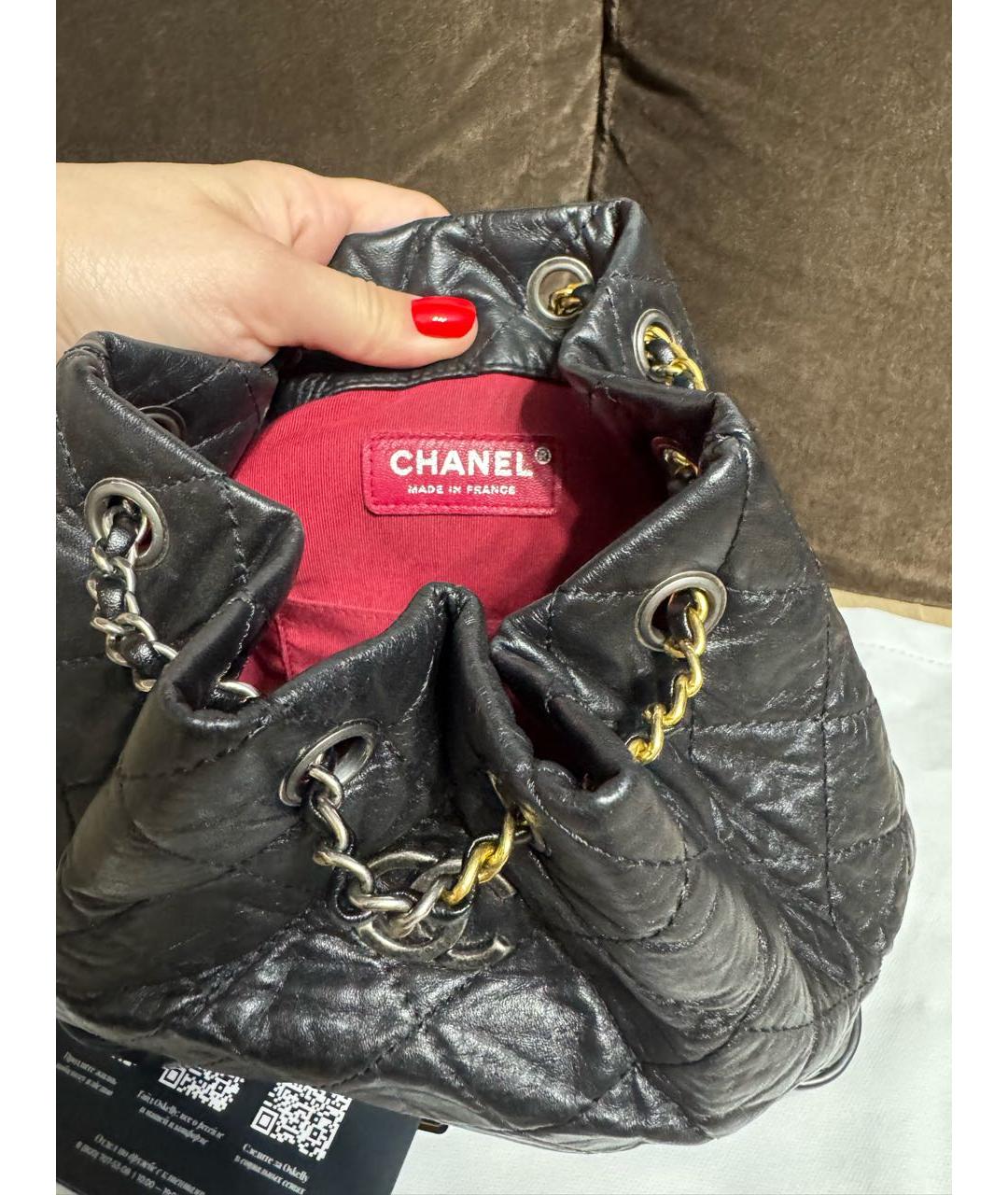 CHANEL Черный кожаный рюкзак, фото 4