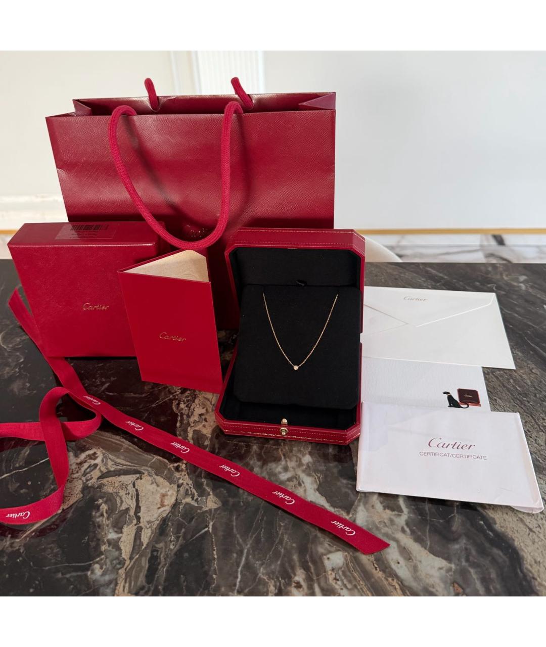 CARTIER Желтая цепочка/подвеска из розового золота, фото 5