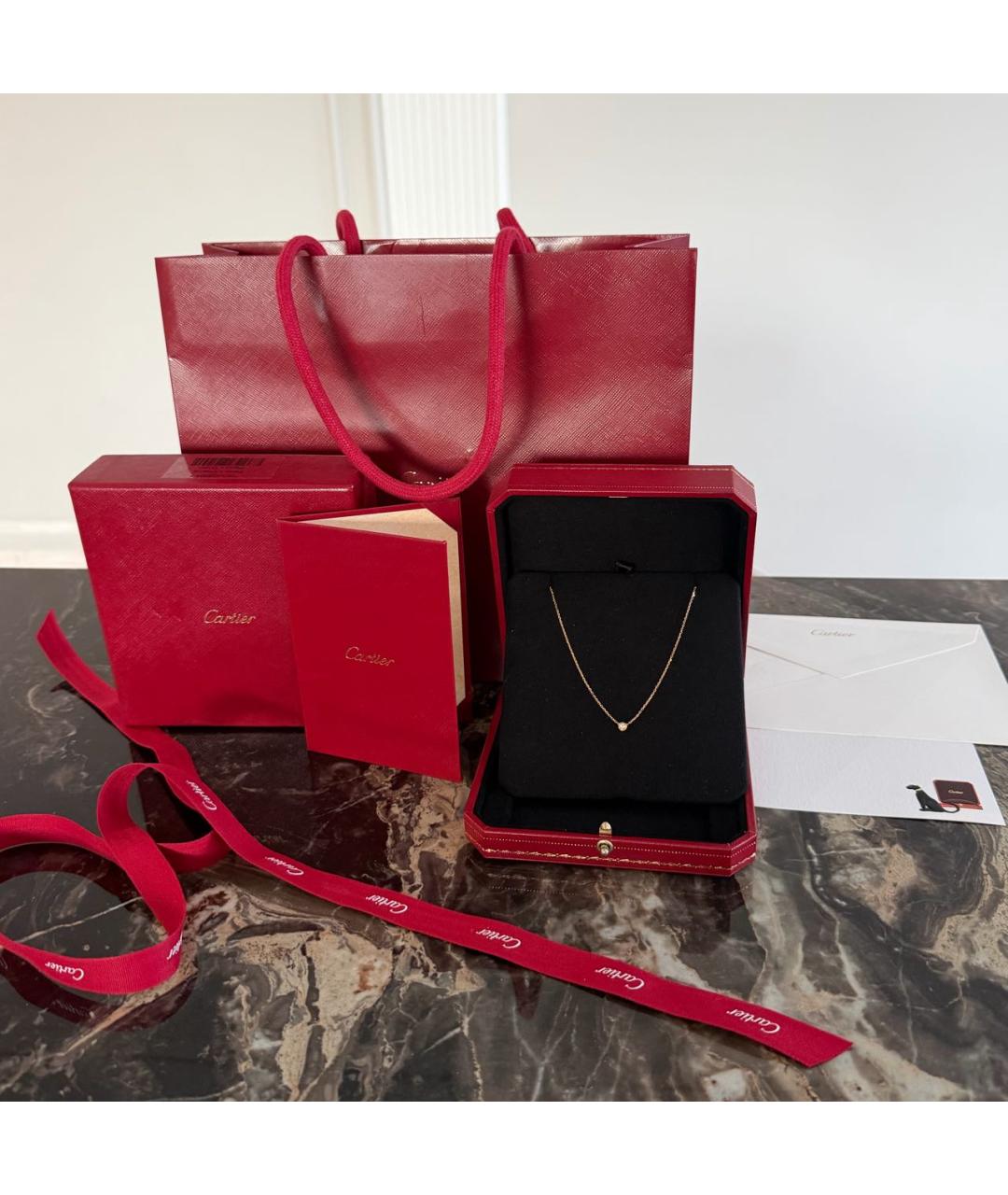 CARTIER Желтая цепочка/подвеска из розового золота, фото 3