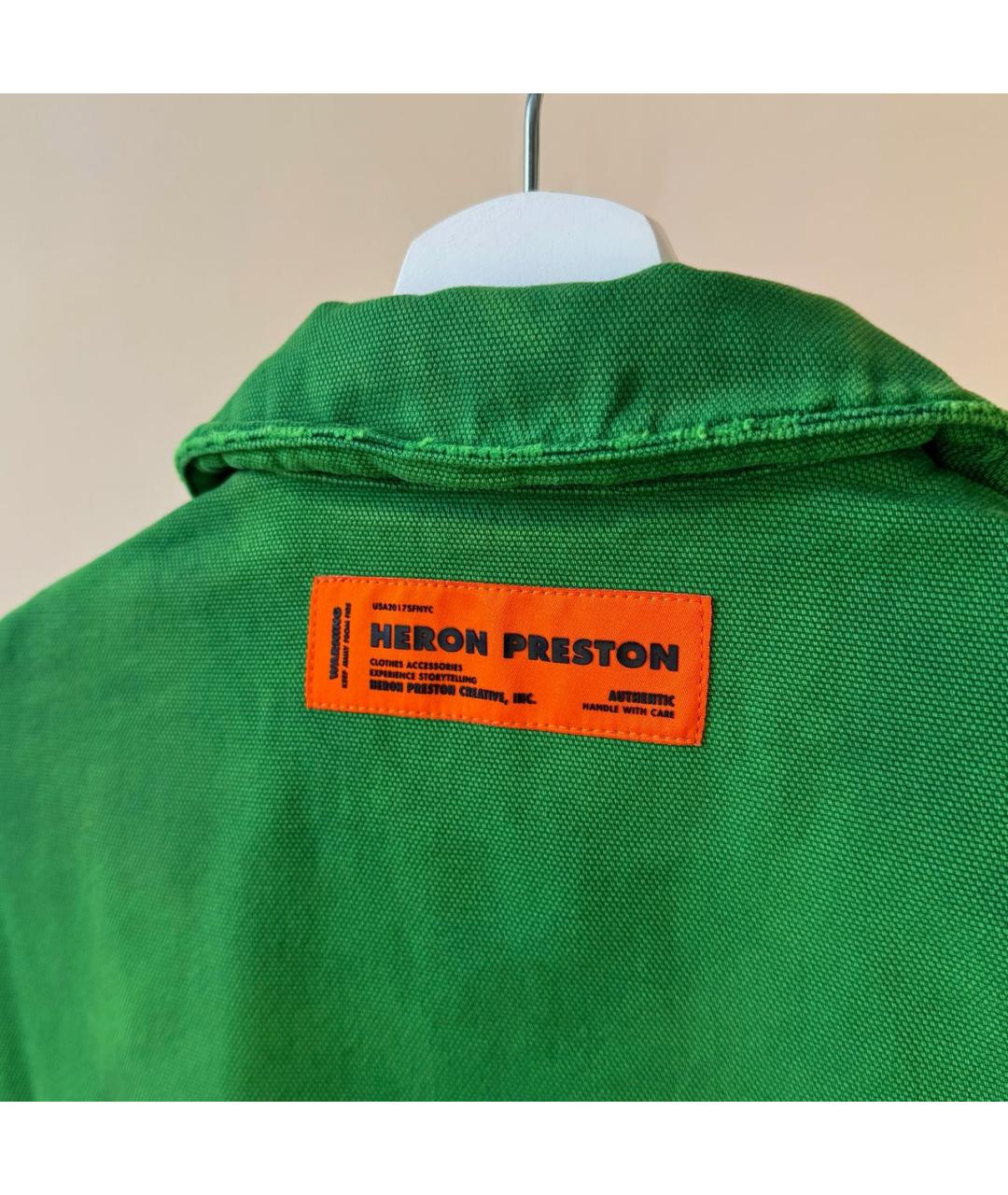 HERON PRESTON Зеленая хлопковая кэжуал рубашка, фото 5