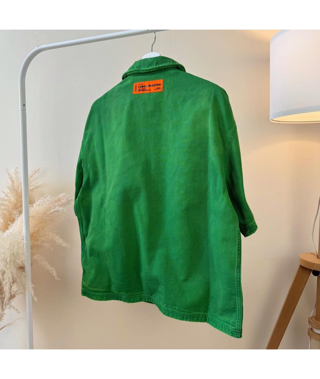 HERON PRESTON Зеленая хлопковая кэжуал рубашка, фото 3