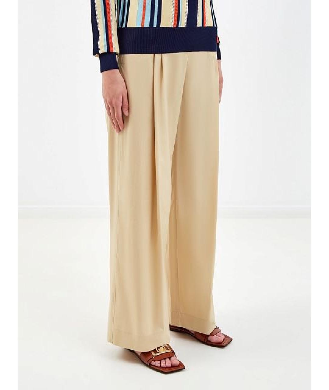LANVIN Бежевые хлопковые брюки широкие, фото 2