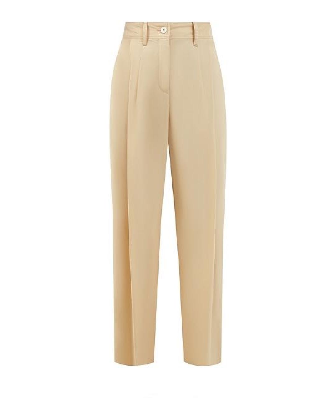 LANVIN Бежевые хлопковые брюки широкие, фото 1