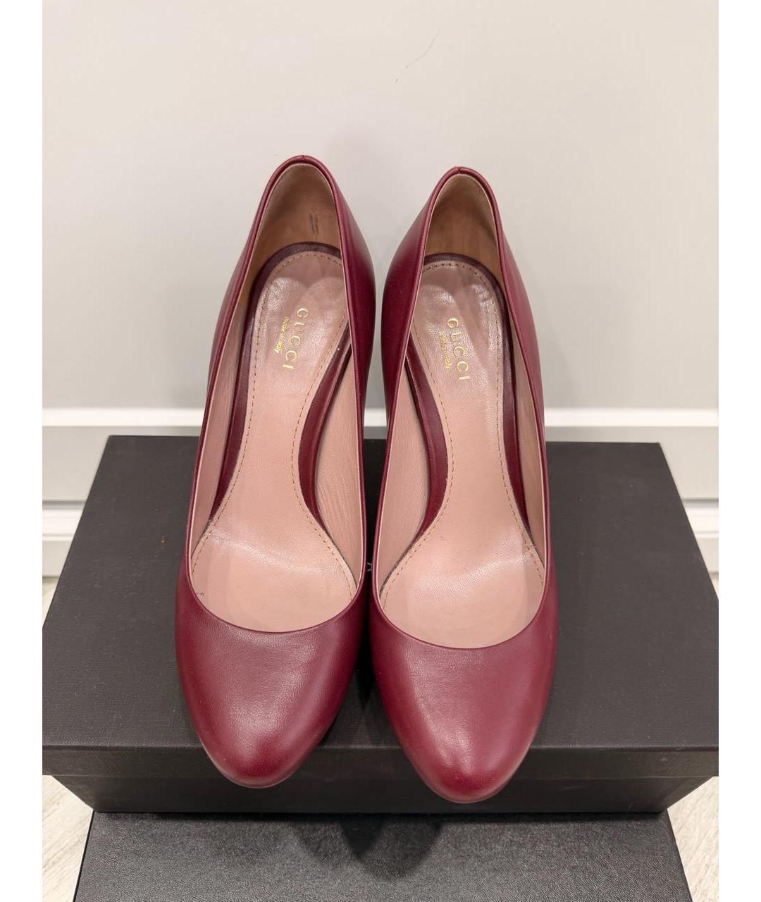 GUCCI Бордовые кожаные туфли, фото 3