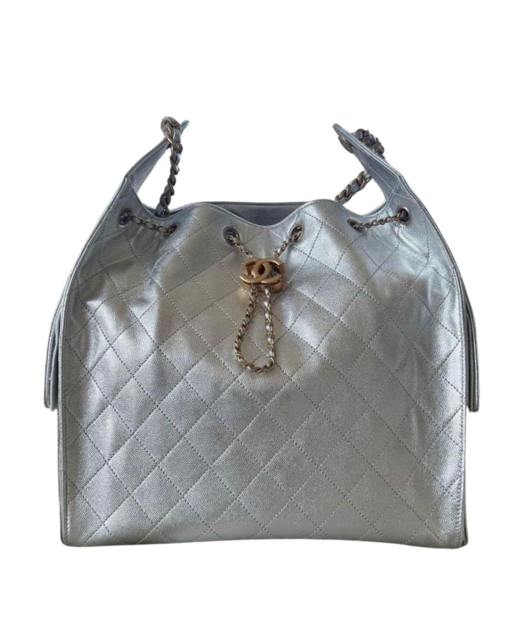 CHANEL Серебряная кожаная сумка через плечо, фото 1