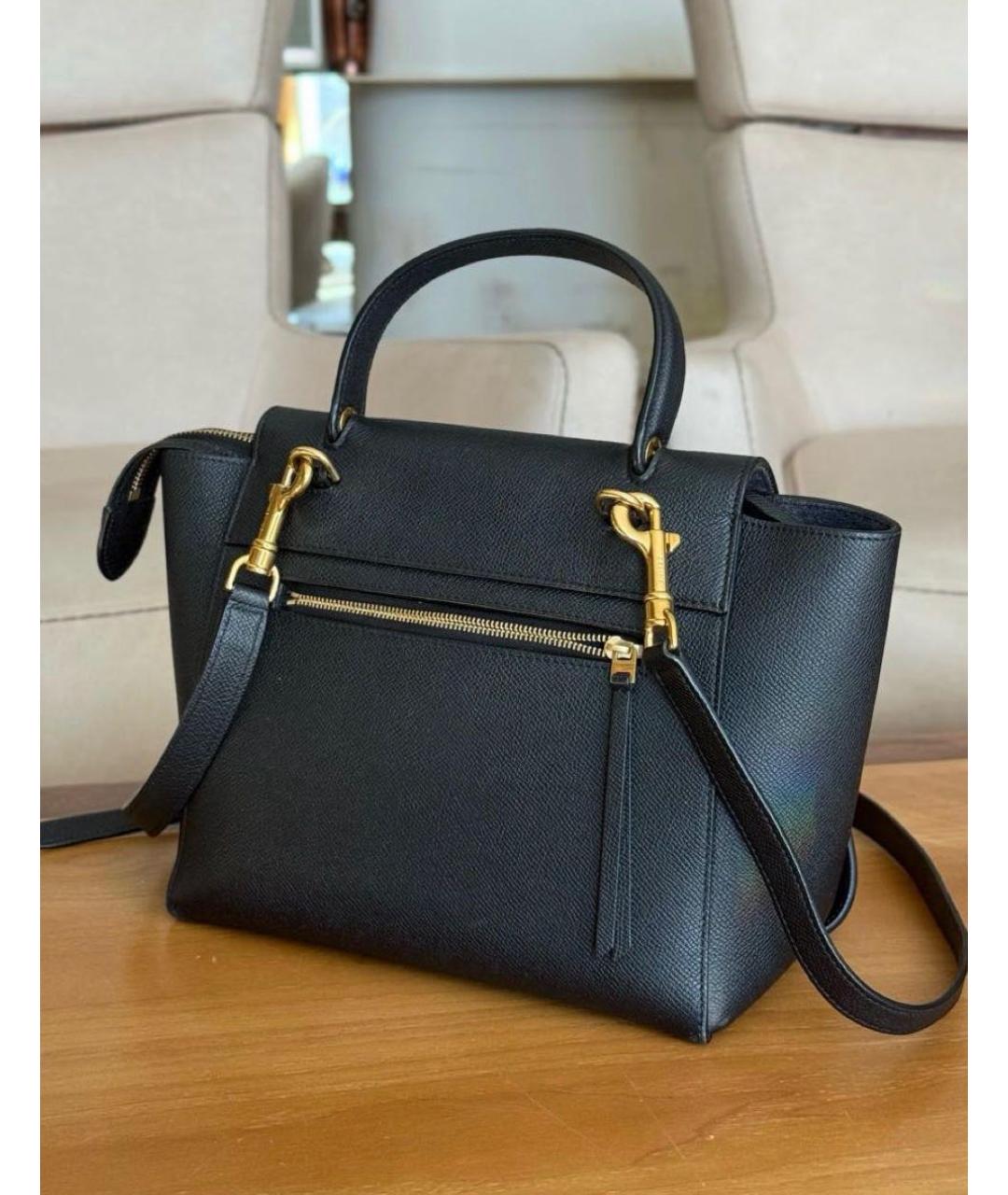CELINE Черная кожаная сумка тоут, фото 4