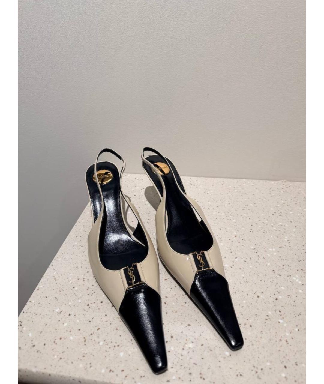 SAINT LAURENT Коричневые кожаные туфли, фото 2