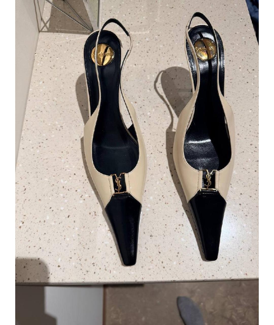SAINT LAURENT Коричневые кожаные туфли, фото 3