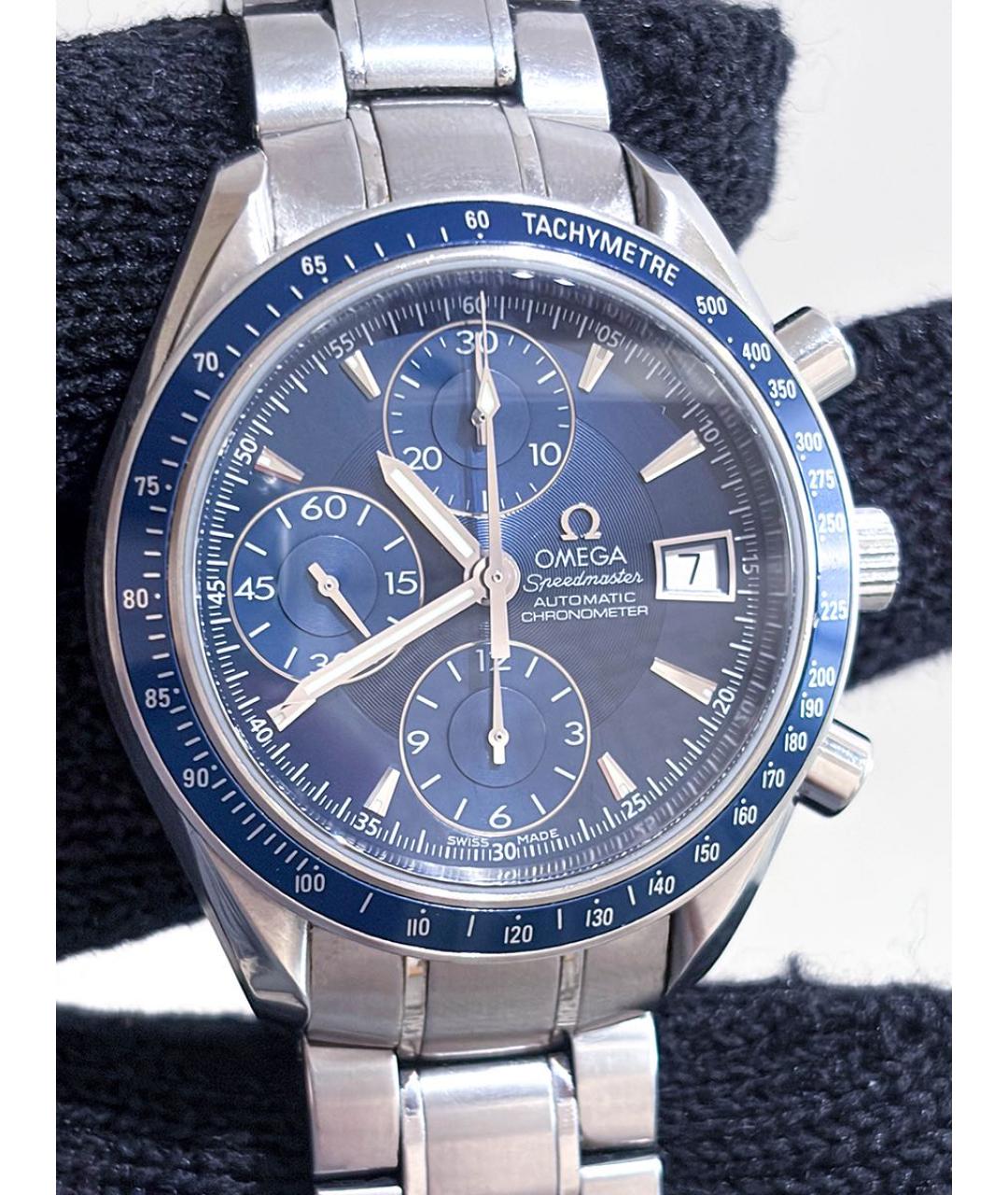 OMEGA Темно-синие стальные часы, фото 4