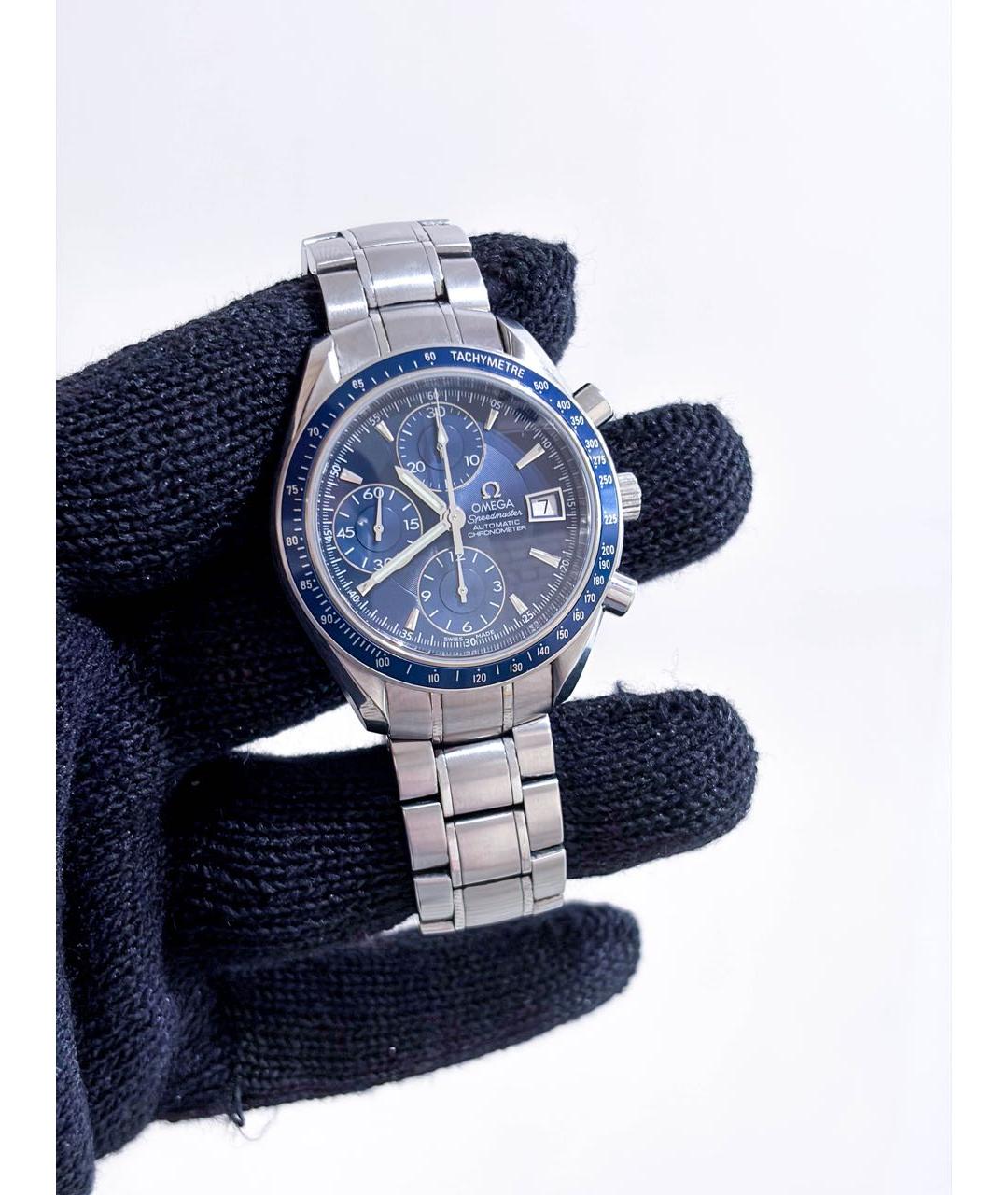 OMEGA Темно-синие стальные часы, фото 3