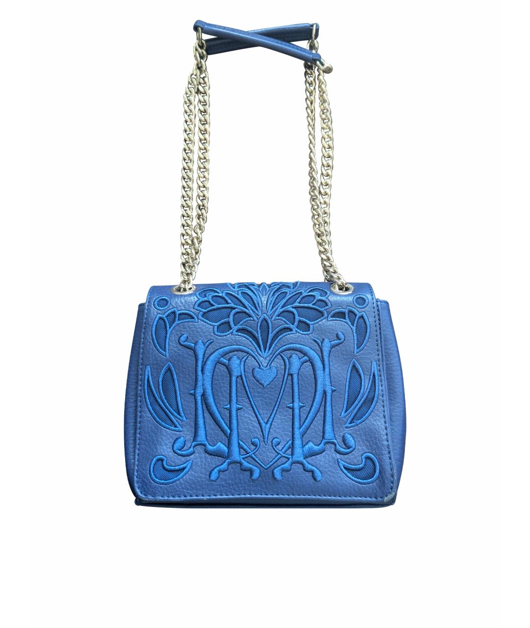 LOVE MOSCHINO Темно-синяя кожаная сумка через плечо, фото 1