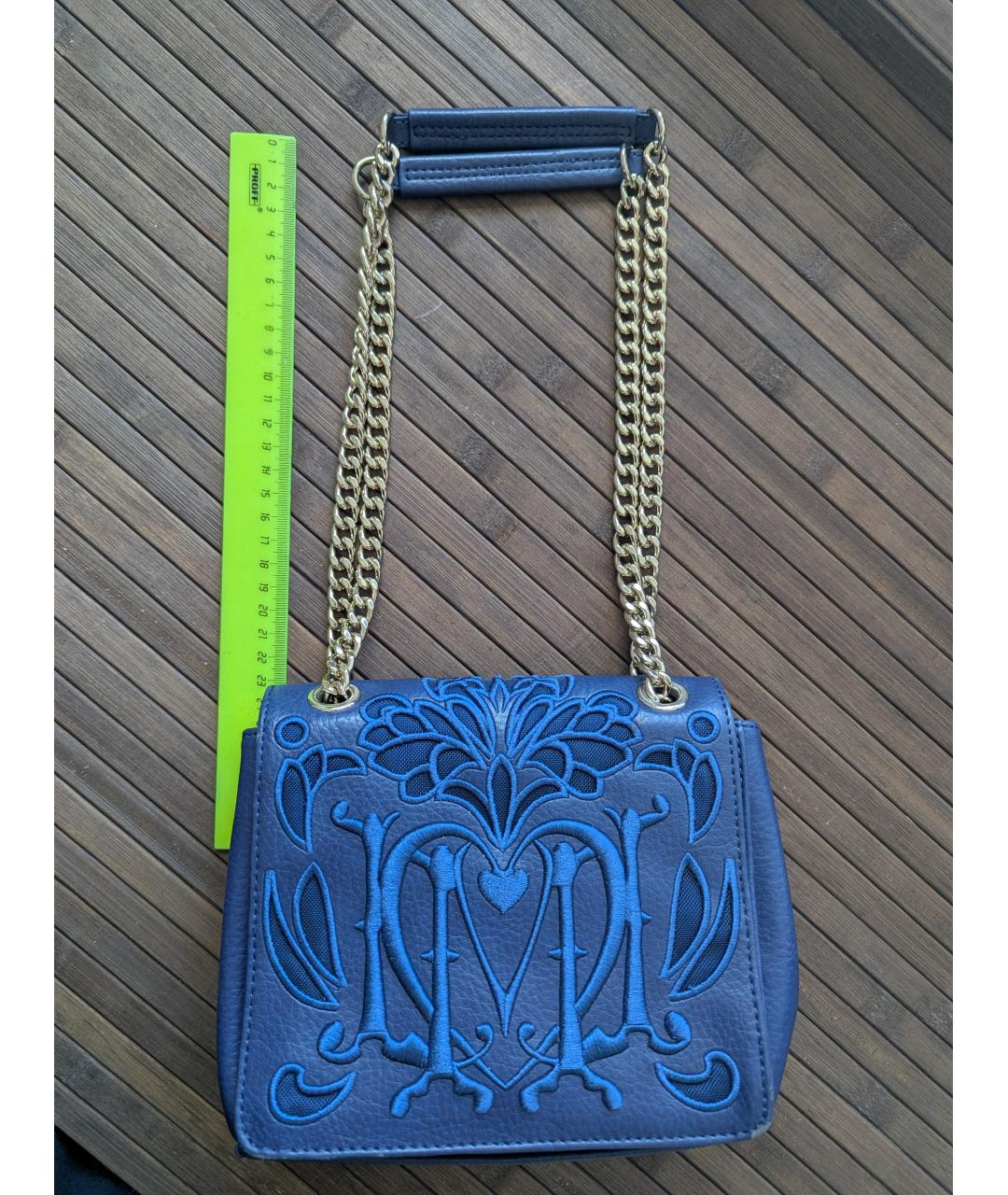 LOVE MOSCHINO Темно-синяя кожаная сумка через плечо, фото 4