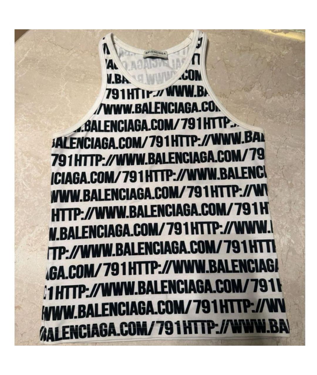 BALENCIAGA Белая хлопковая майка, фото 5