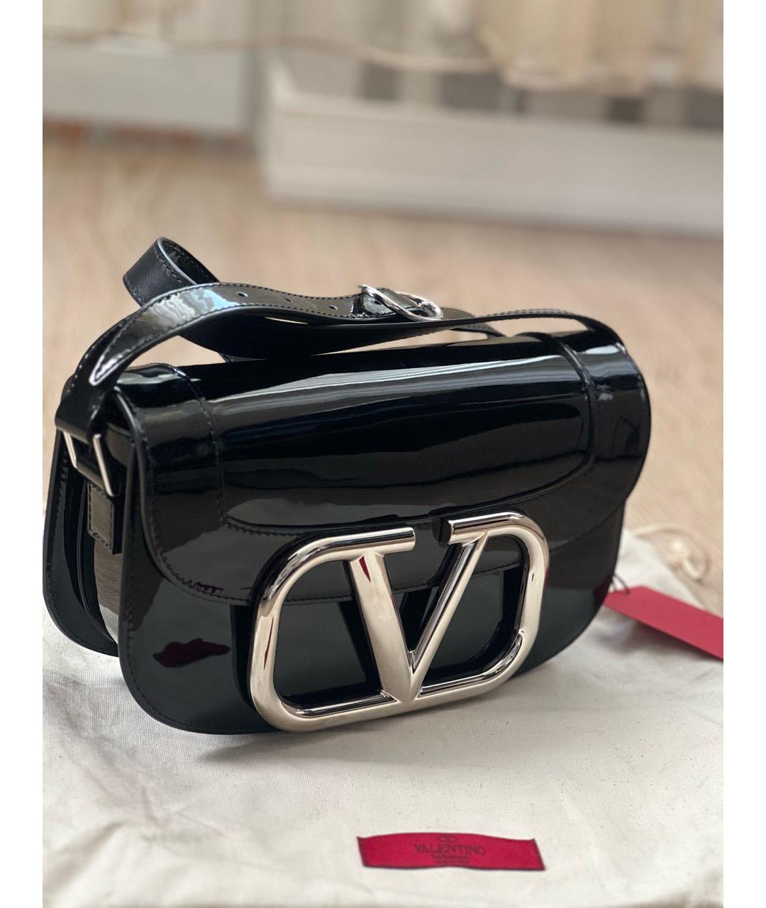 VALENTINO Черная кожаная сумка с короткими ручками, фото 6