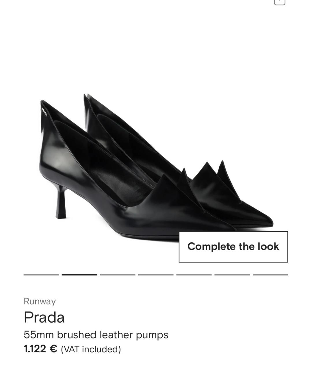 PRADA Черные кожаные лодочки на низком каблуке, фото 6