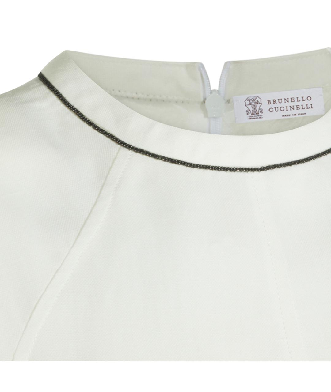 BRUNELLO CUCINELLI Белое вискозное повседневное платье, фото 3