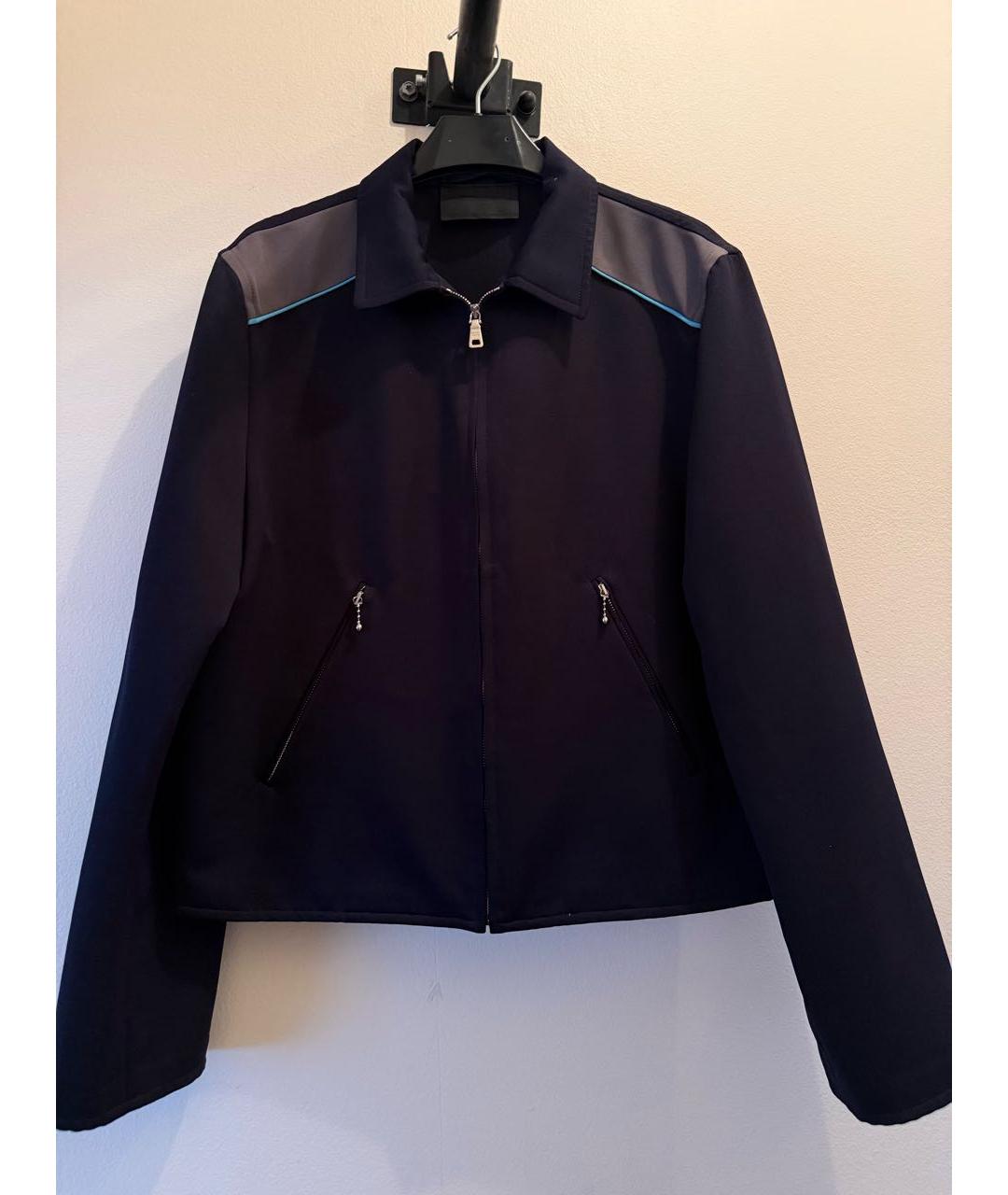 PRADA Темно-синяя полиэстеровая куртка, фото 2
