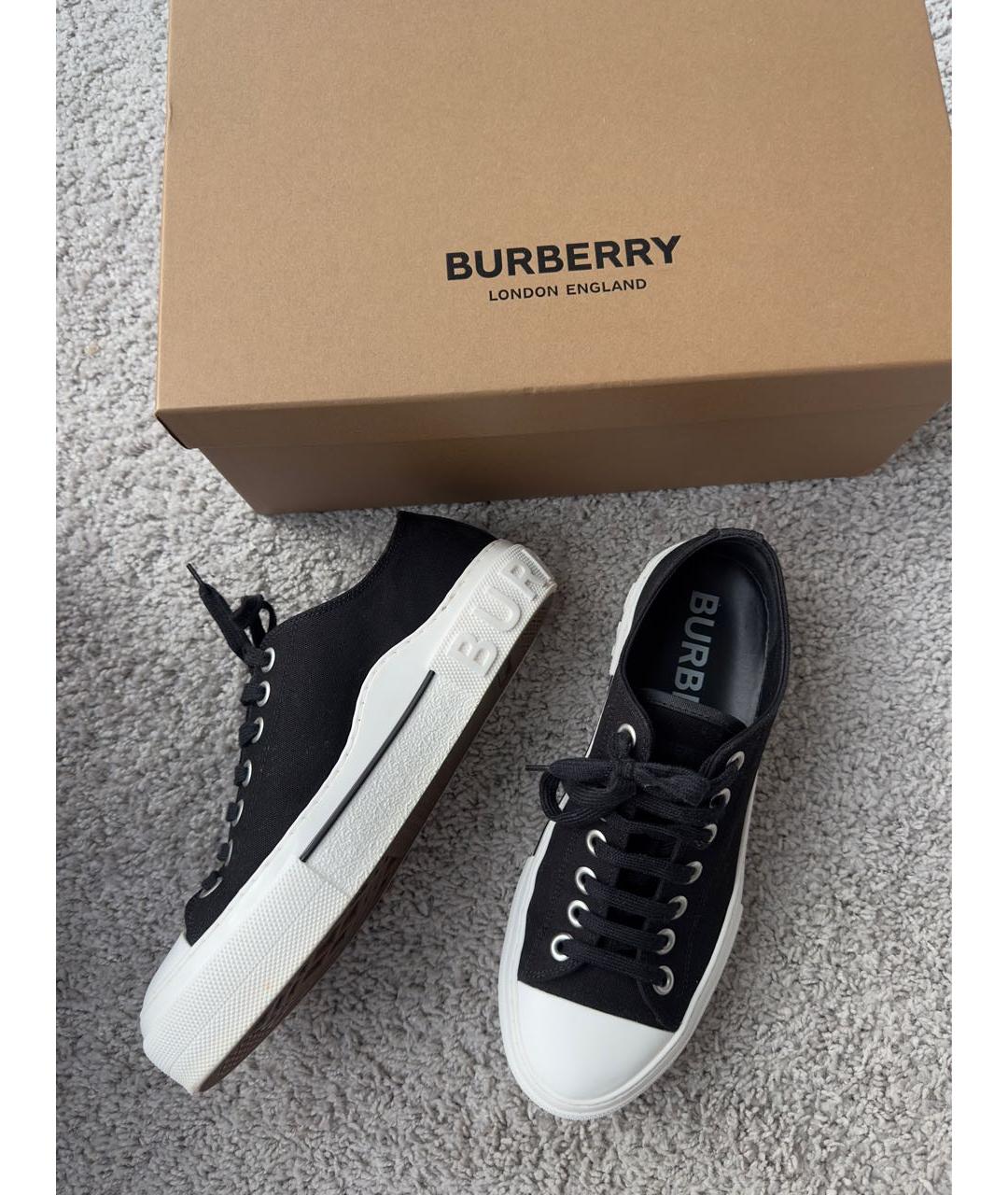 BURBERRY Черные текстильные низкие кроссовки / кеды, фото 8