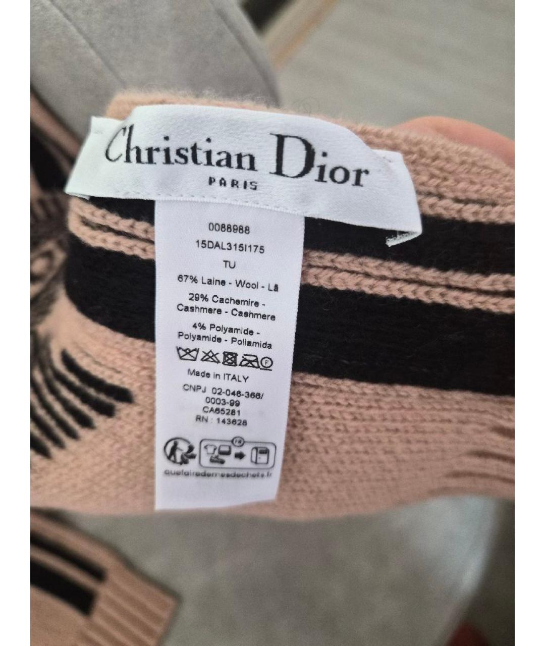 CHRISTIAN DIOR Розовый шерстяной шарф, фото 3