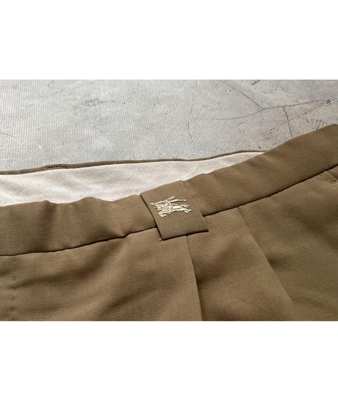 BURBERRY Бежевые шерстяные классические брюки, фото 2