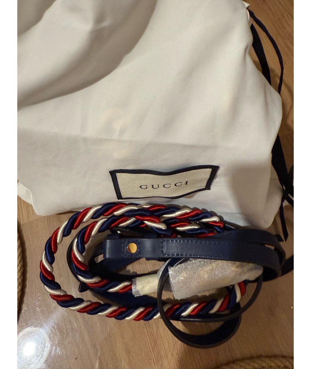 GUCCI Синяя кожаная сумка с короткими ручками, фото 5