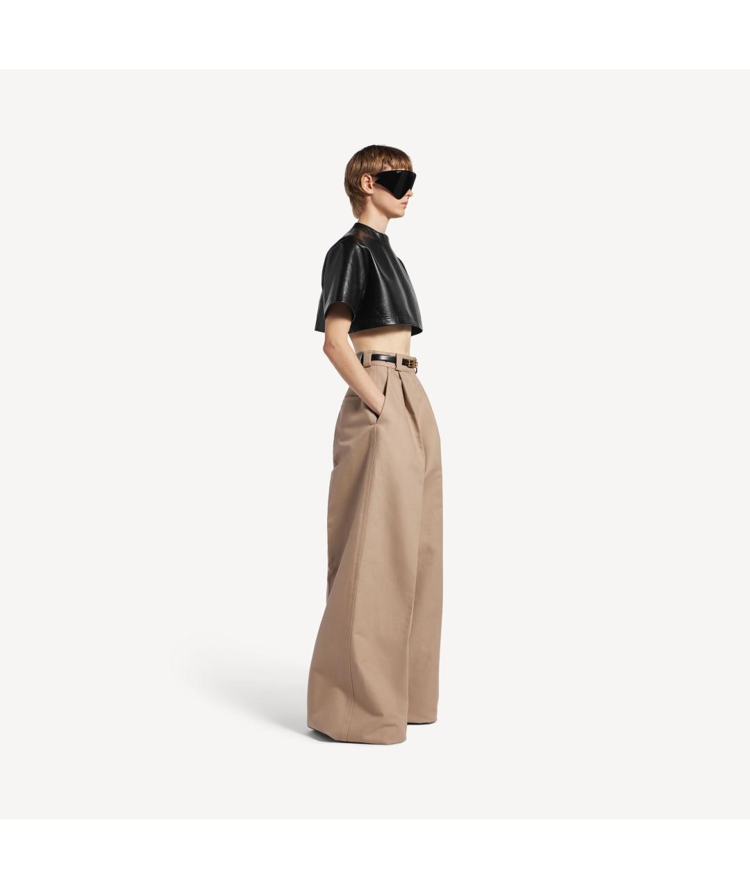 BALENCIAGA Бежевые хлопковые брюки широкие, фото 3