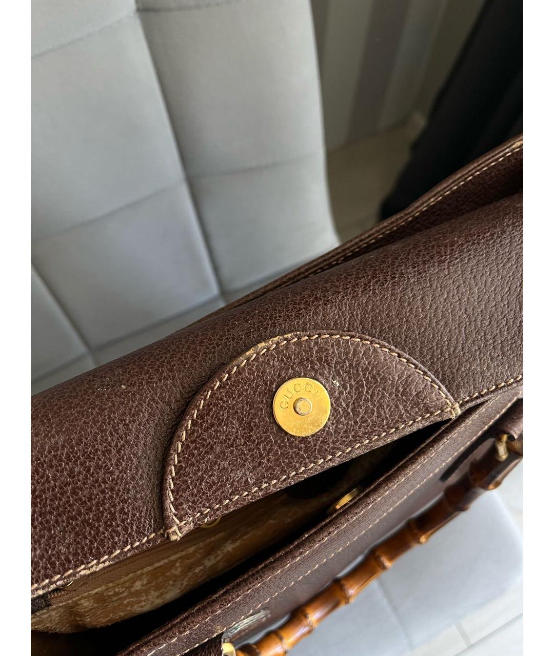 GUCCI Коричневая кожаная сумка тоут, фото 5