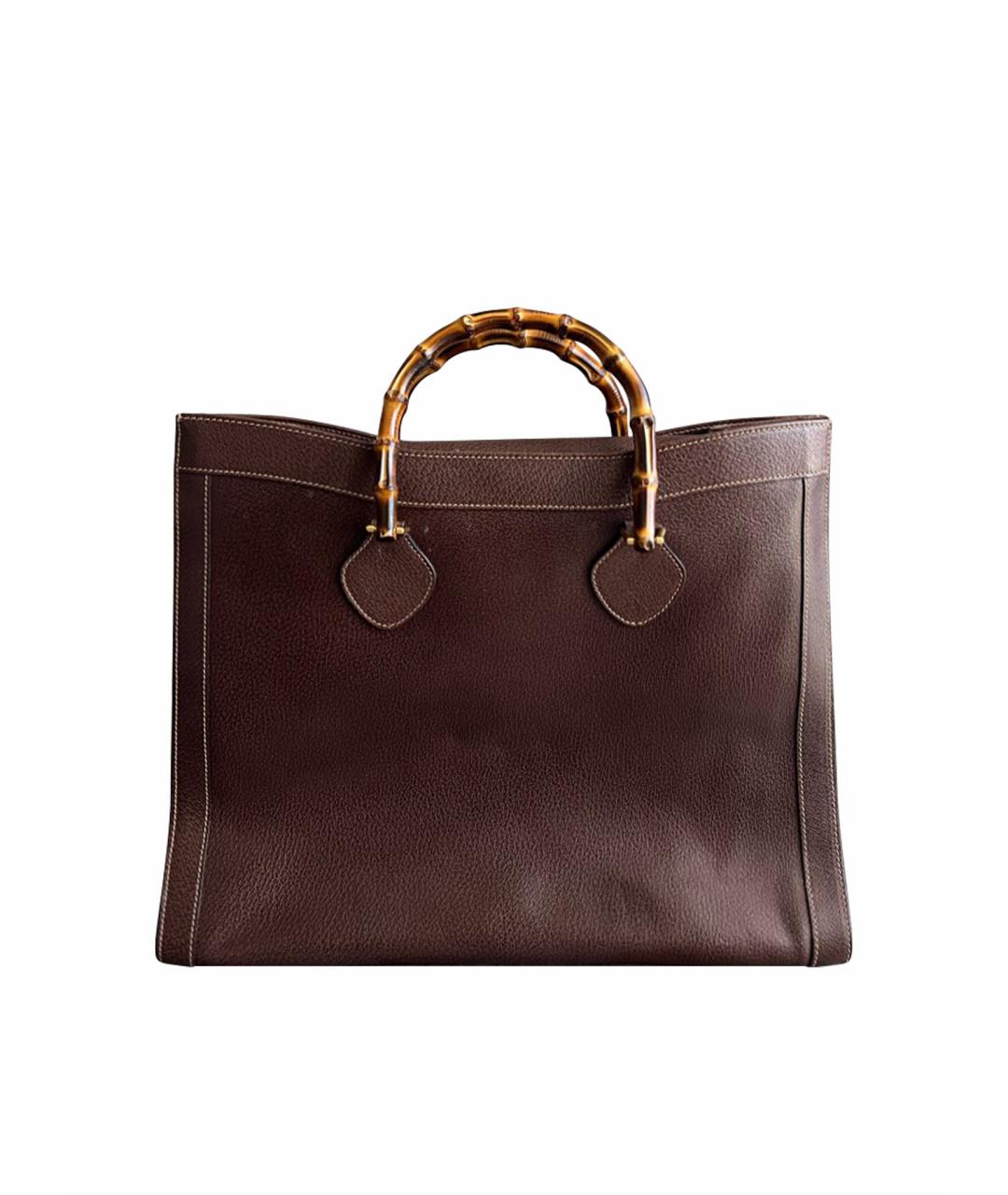 GUCCI Коричневая кожаная сумка тоут, фото 1