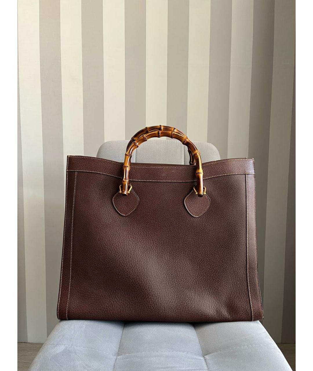 GUCCI Коричневая кожаная сумка тоут, фото 2