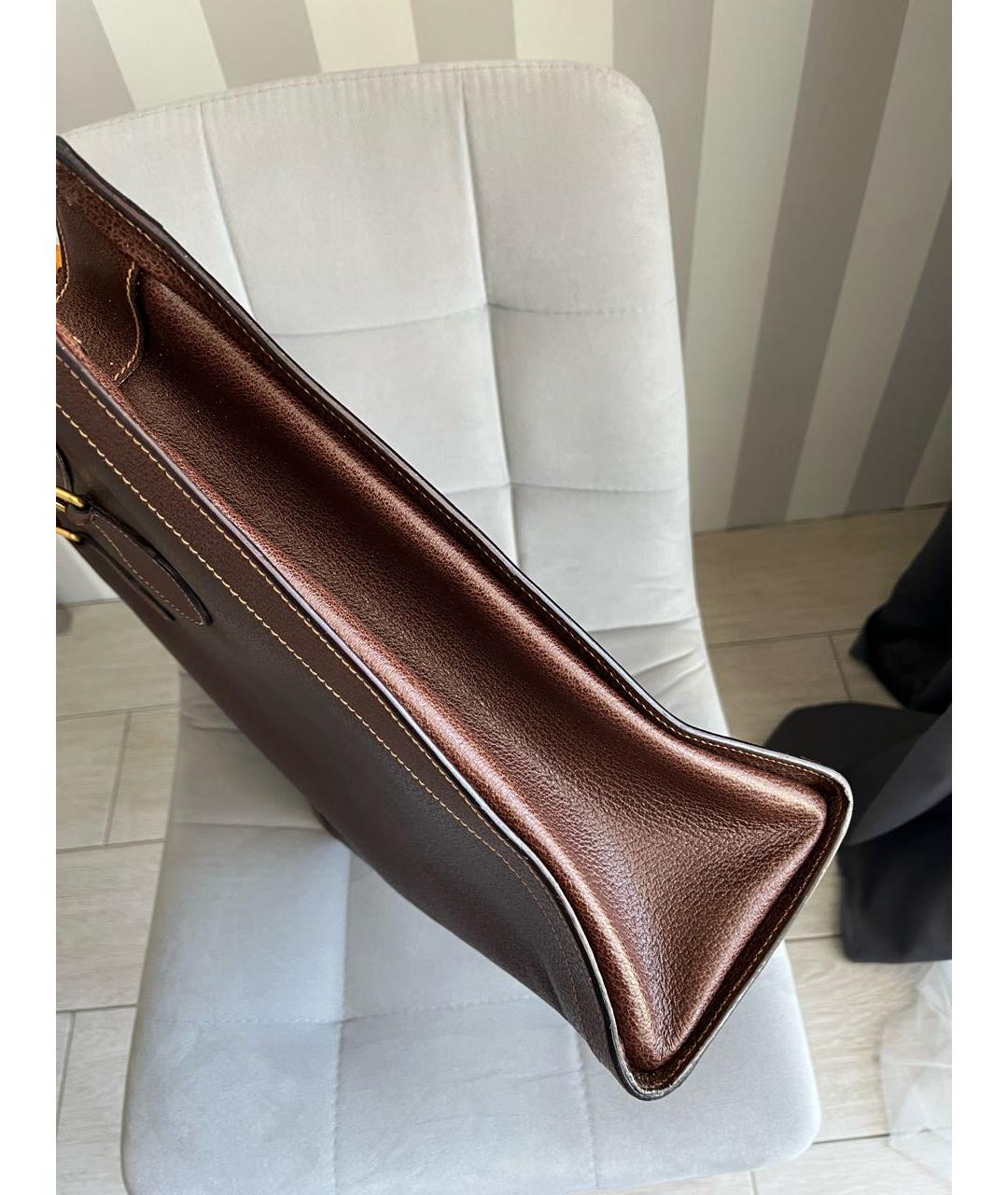GUCCI Коричневая кожаная сумка тоут, фото 3