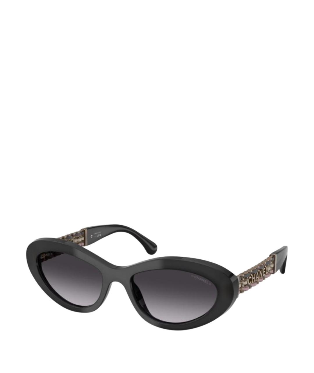 CHANEL Антрацитовые пластиковые солнцезащитные очки, фото 1
