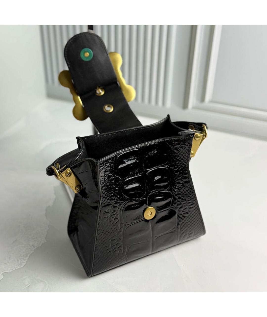 VIVIENNE WESTWOOD Черная сумка с короткими ручками из лакированной кожи, фото 4