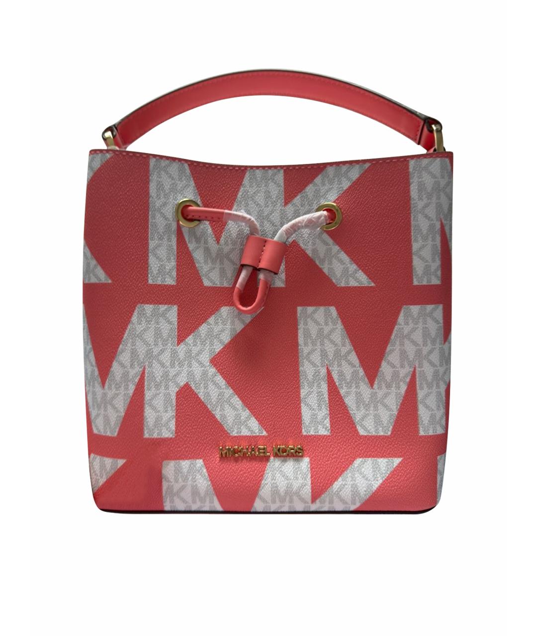 MICHAEL KORS Коралловая кожаная сумка с короткими ручками, фото 1
