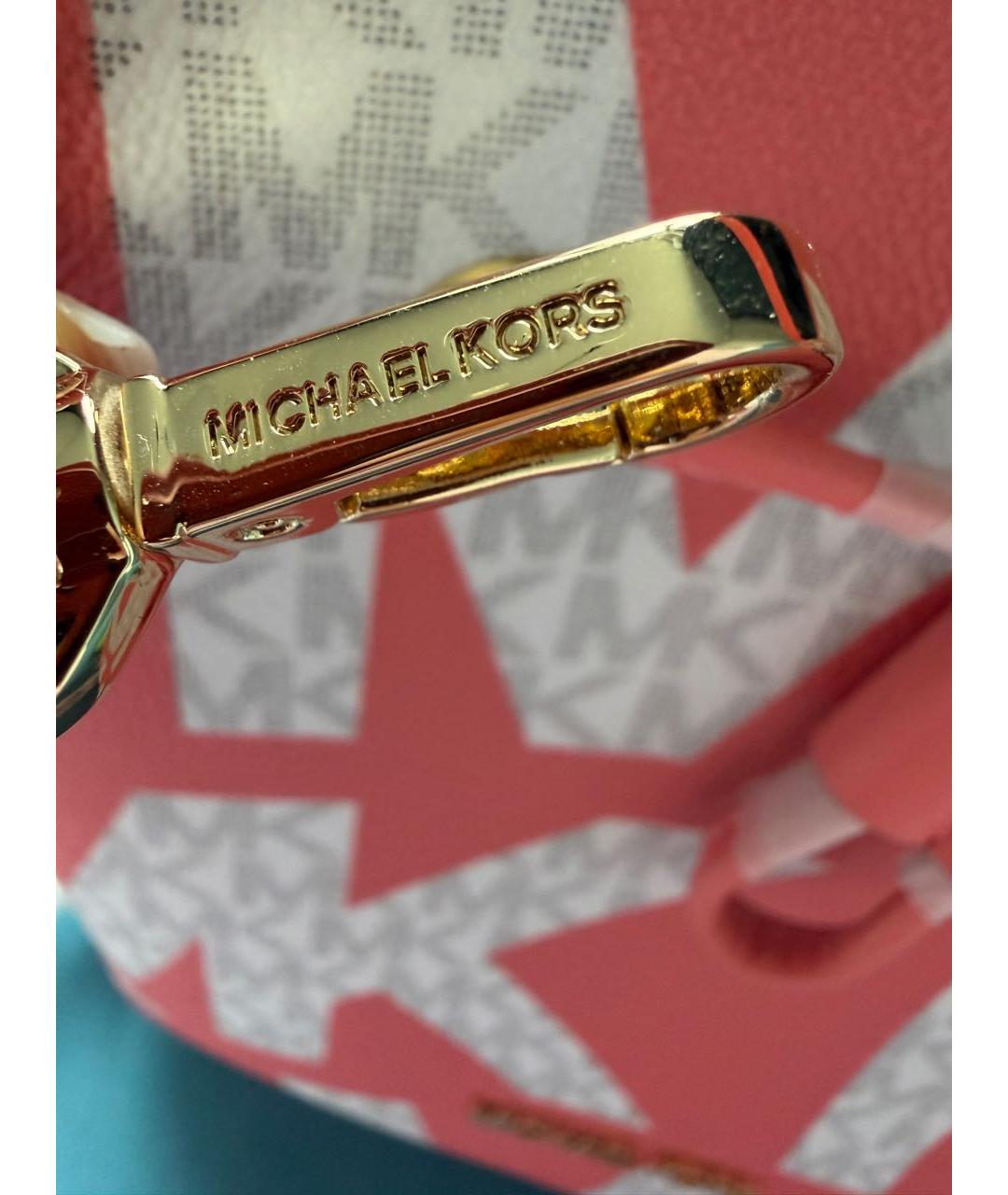 MICHAEL KORS Коралловая кожаная сумка с короткими ручками, фото 5